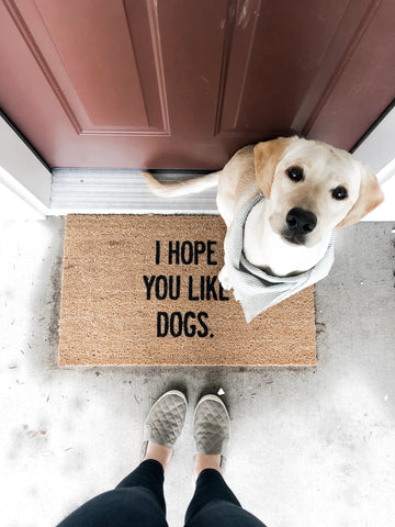 "I hope you like dogs" front doormat