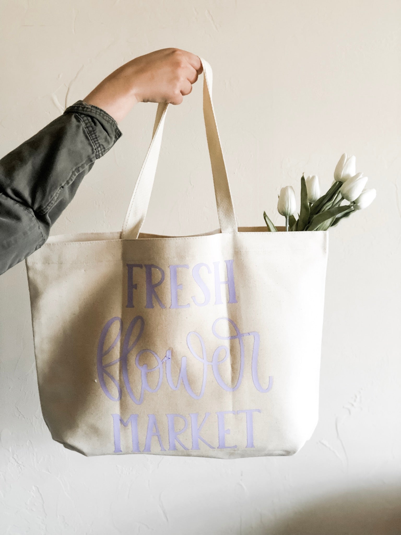 DIY Personalized Holiday Stencil Tote Bag- White Canvas - Create