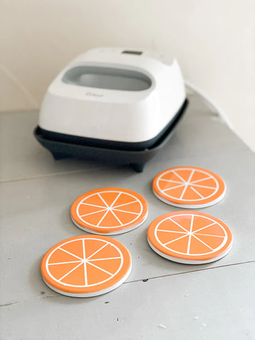 infusible ink coasters (this design is oranges) and Cricut EasyPress