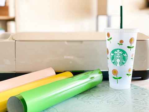 Starbucks tumbler with floral vinyl
