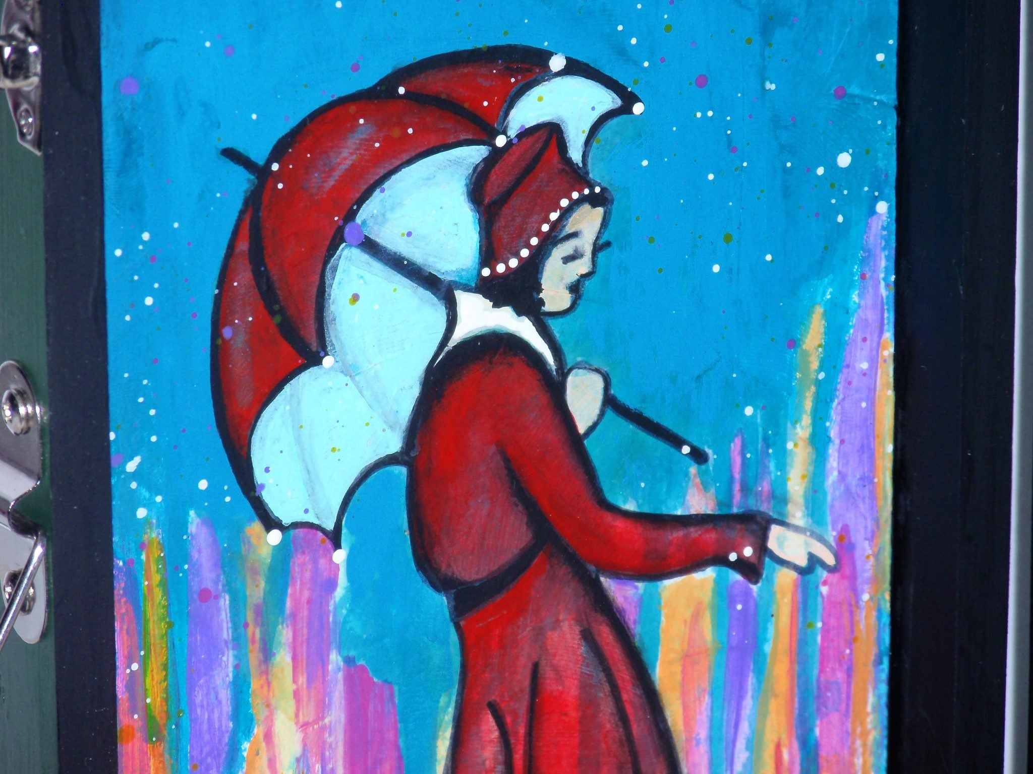 painting lady in the rain