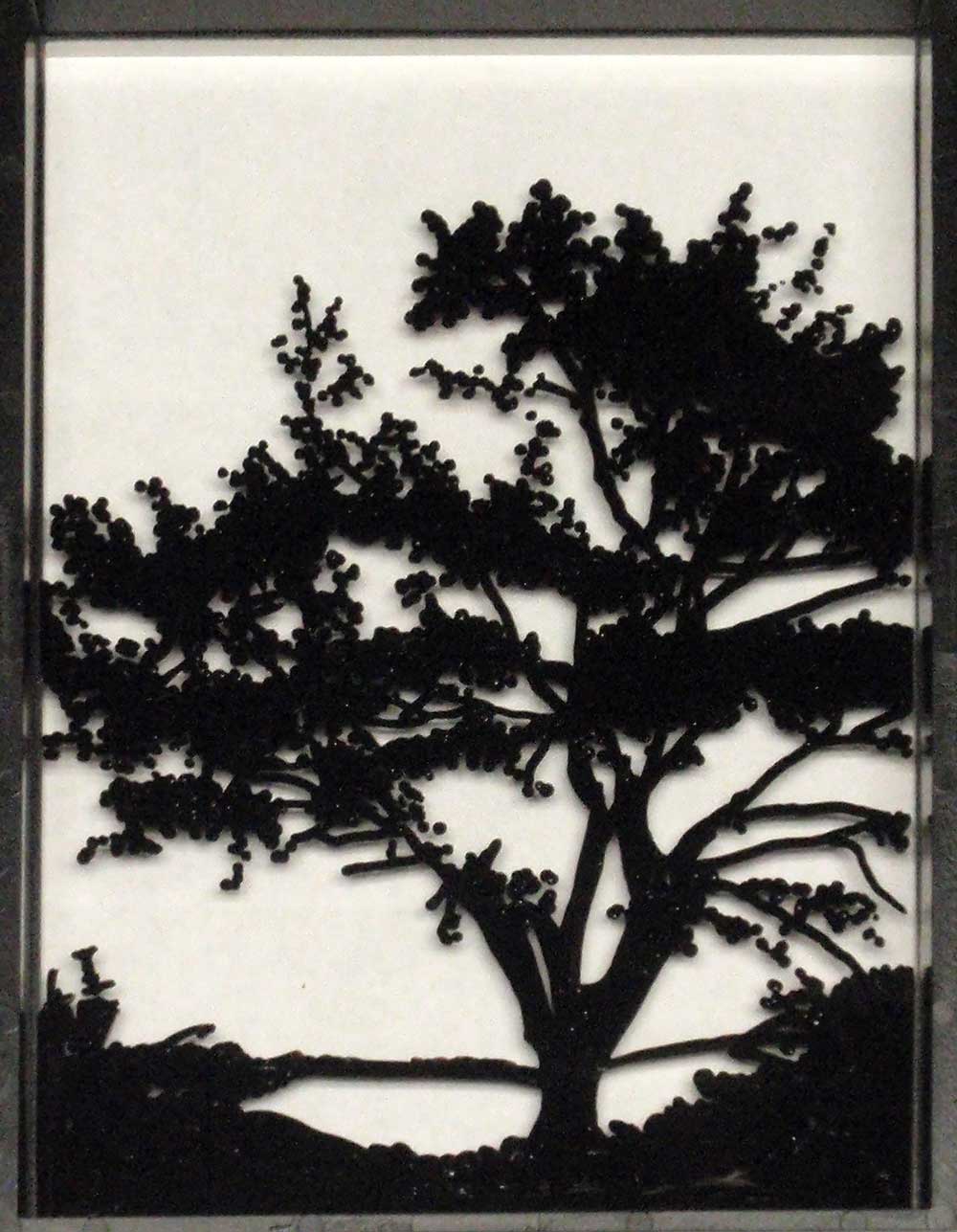Tree painted on reverse glass