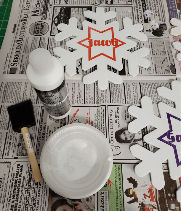 Craft Foam Snowflakes Personalized with Cricut Vinyl