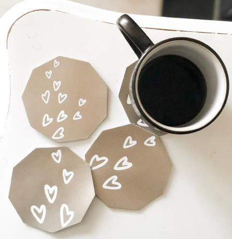 Leather heart coasters