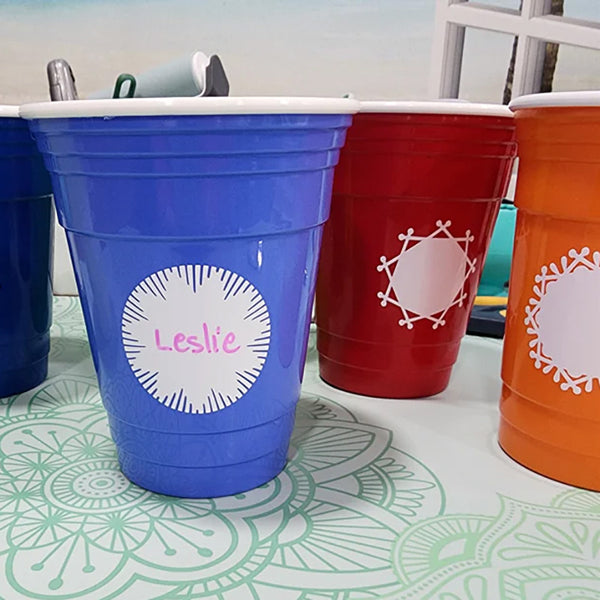 Reusable Party Cups Using Cricut Dry Erase Labels