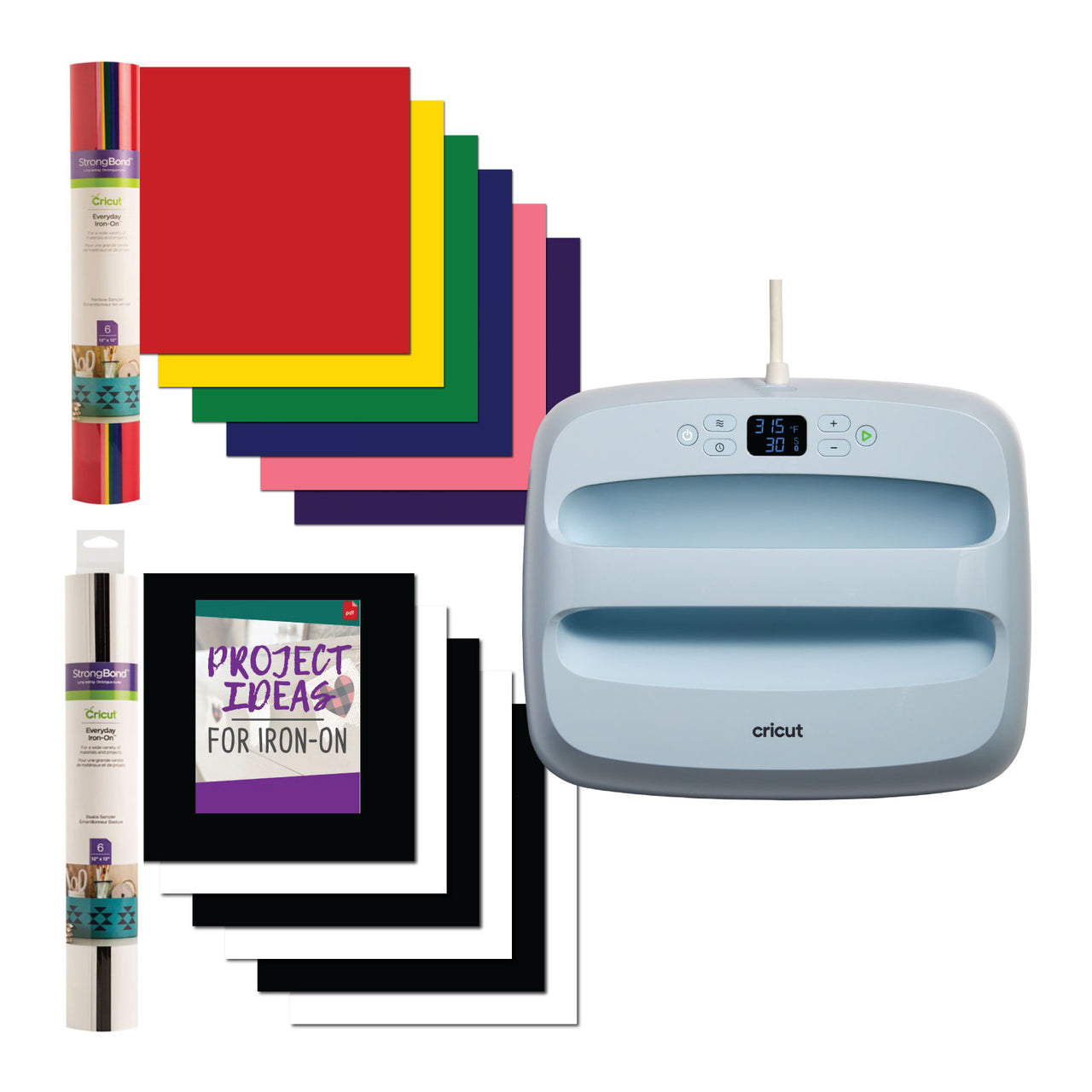 Cricut EasyPress 3 9 in x 9 in Infusible Ink Transfer Sheets, Markers, and Heat Transfer Tape Bundle, Blue