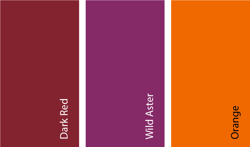 dark red, wild aster, and orange