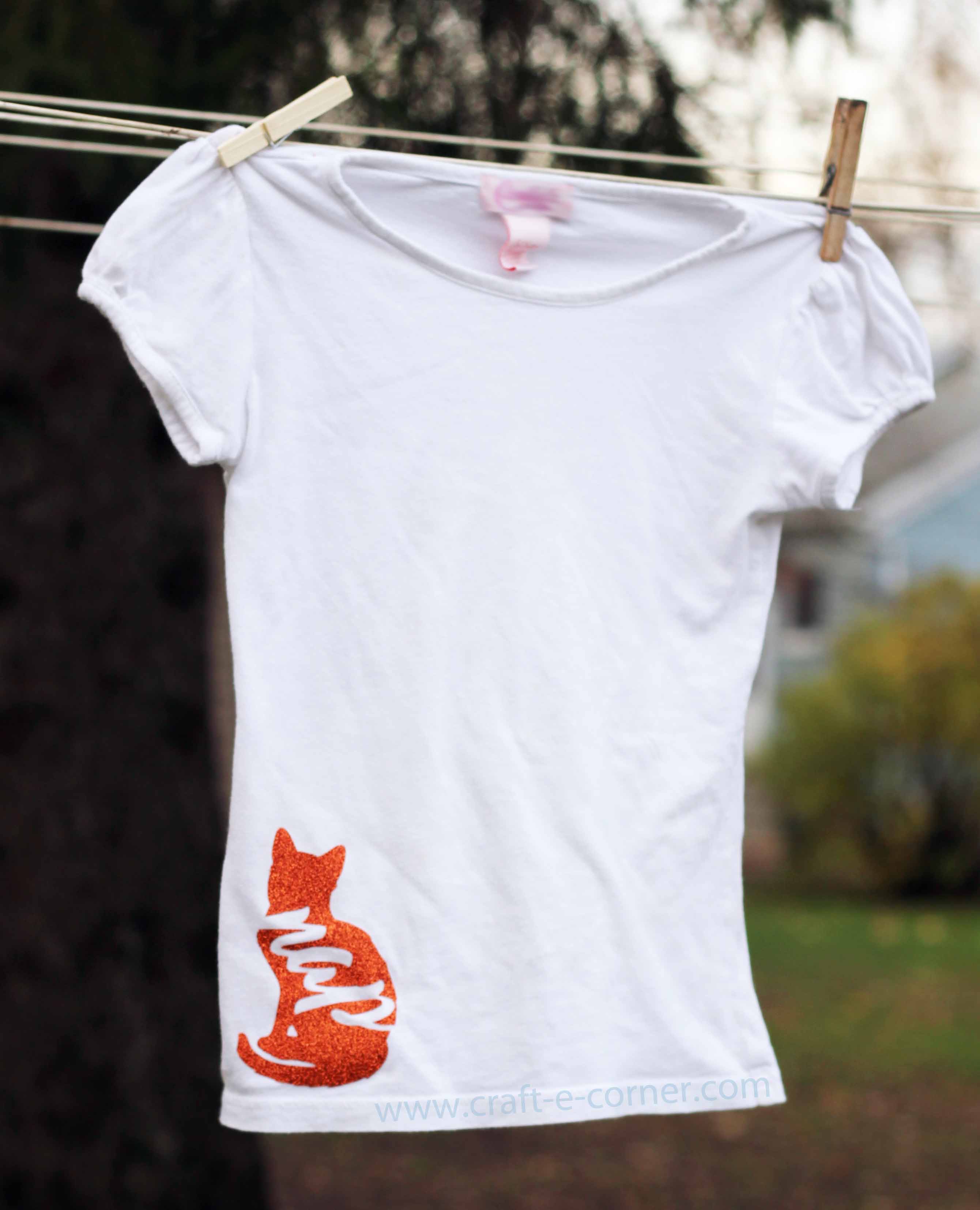 Cat nap cute shirt using scrap heat transfer glitter vinyl. 