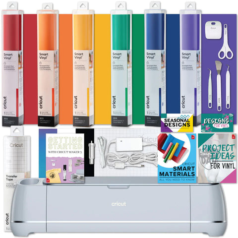 Cricut Joy Smart Permanent Adhesive Vinyl Rolls, Rainbow Color Bundle