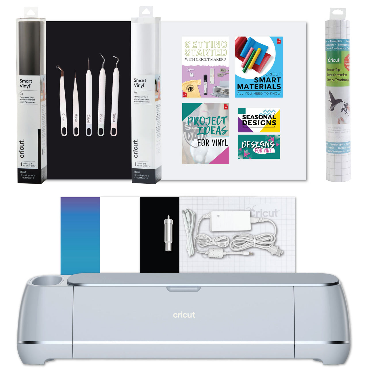 Cricut Explore 3 and Roll Holder Bundle | Easy Use of Matless Cricut Smart  Materials with Built in Trimmer