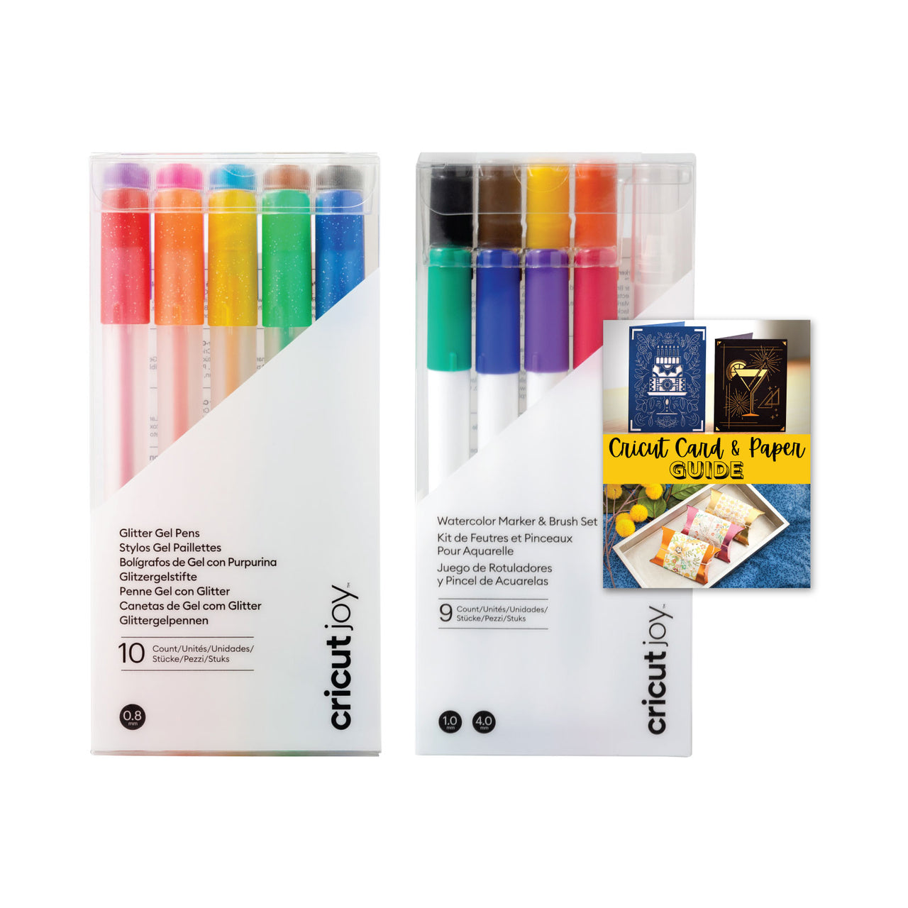 Cricut Glitter Rainbow Gel Pens and Watercolor Marker Brush Set Bundle