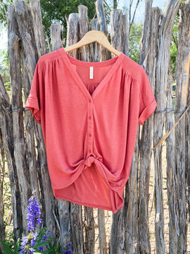 Easy Coral Tie Top