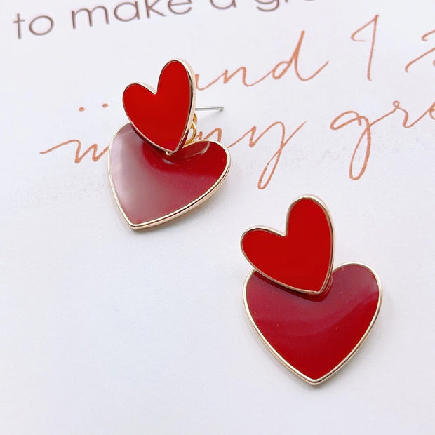 Dina Red Heart Earrings