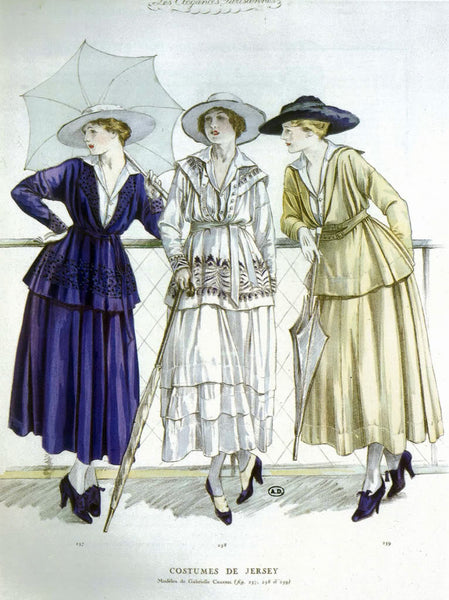 Three jersey outfits by Chanel, March 1917