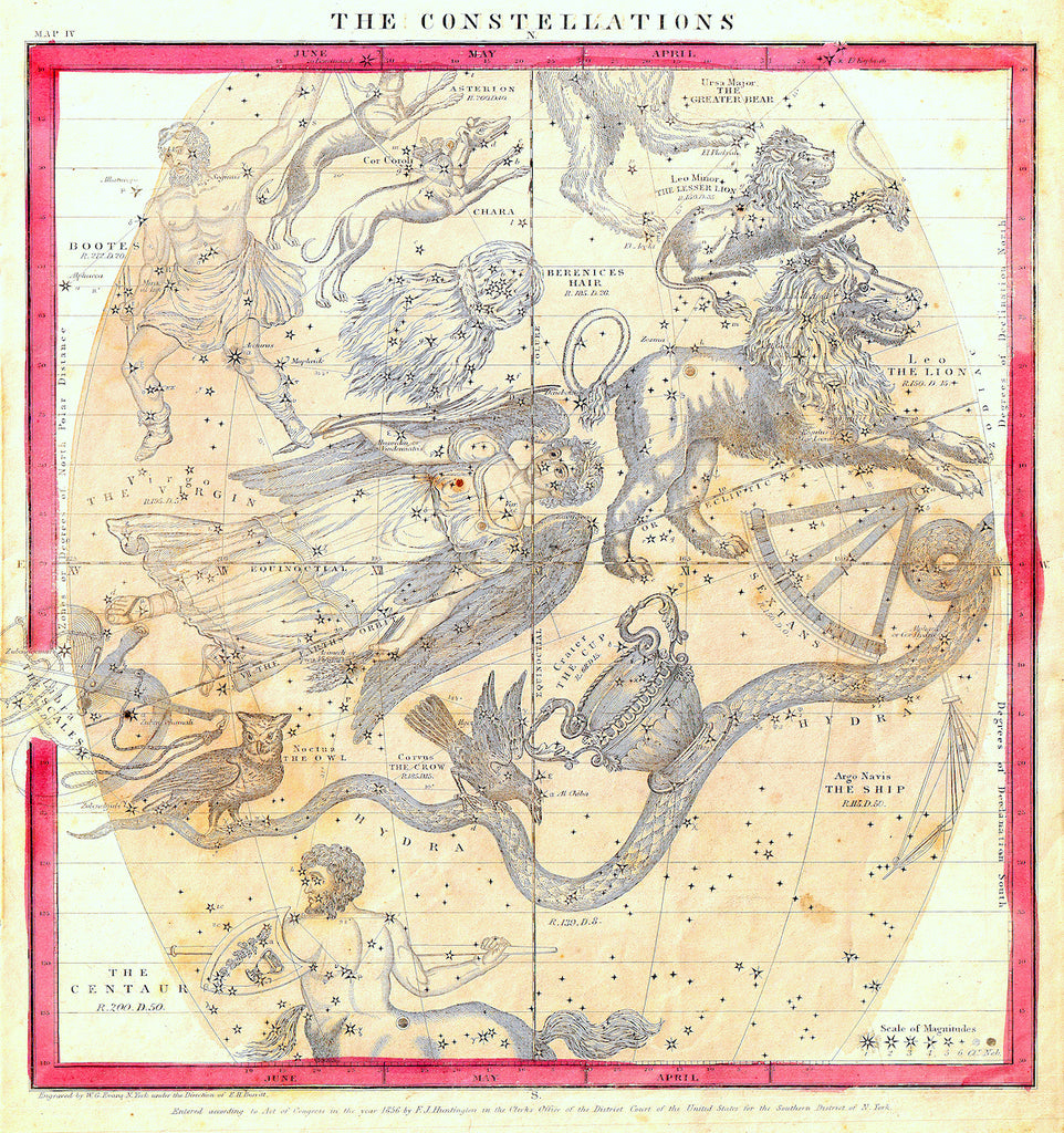 vintage antique burritt star map