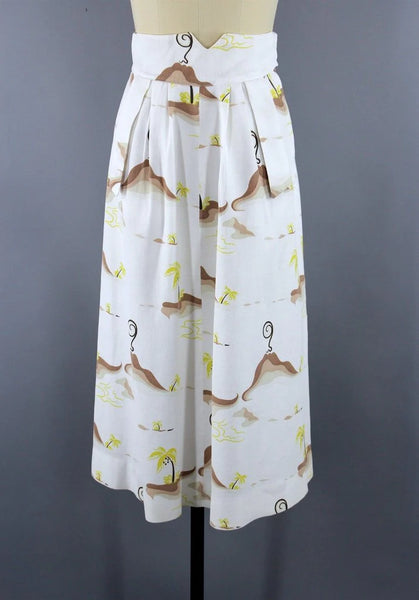 1940s Hawaiian novelty print skirt