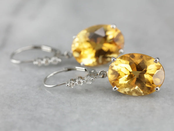 citrine diamond gold earrings from market squre jewelers