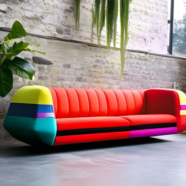 retro 1980s style geometric neon living room sofa furniture