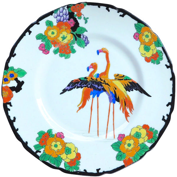 vintage 1920s flamingo dinner plate