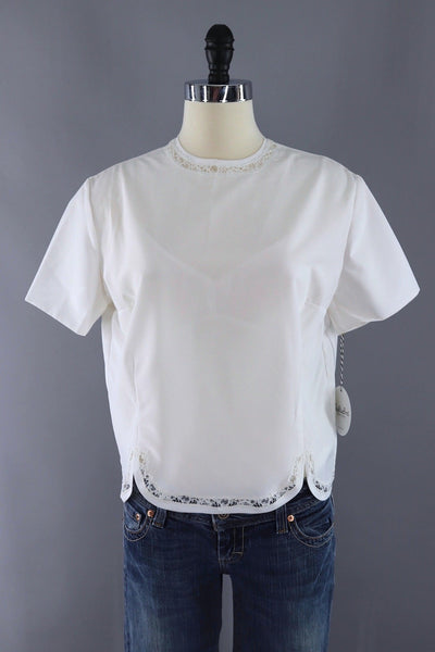 vintage white blouse with lace trim