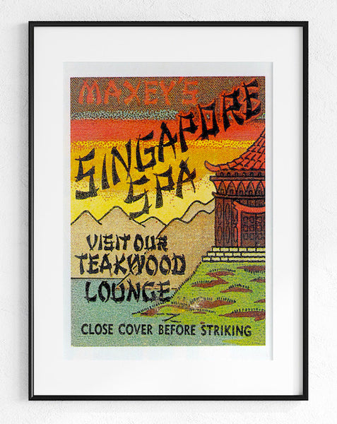 Vintage Matchbook Cover Maxey's Singapore Spa Teakwood Lounge