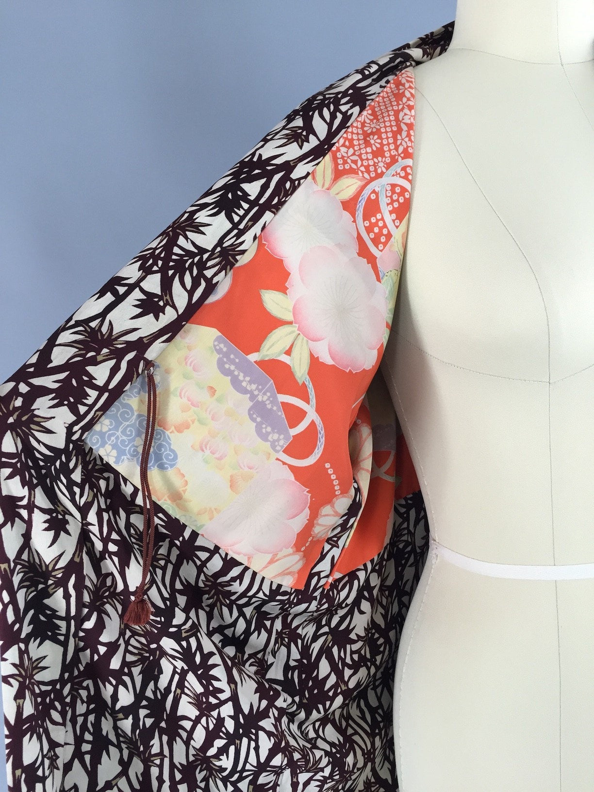 1940s Vintage Silk Haori Kimono Cardigan Jacket in Ivy Floral Print ...
