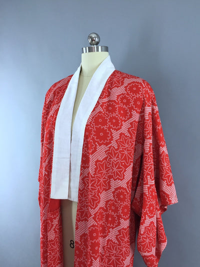 1940s Vintage Silk Kimono Robe in Red Floral Print Shibori – ThisBlueBird