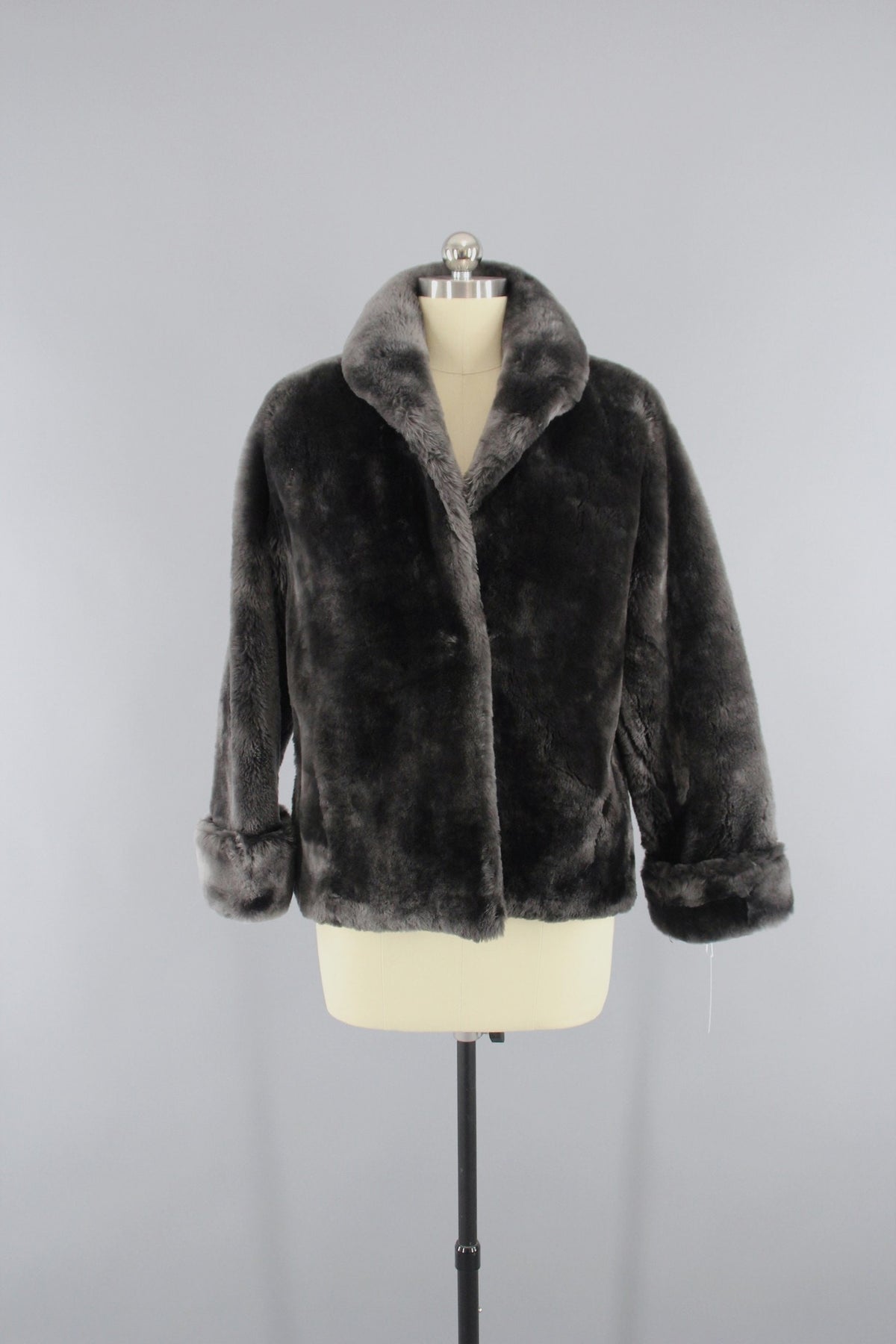1950s Mouton Fur Coat in SILVER Brown
