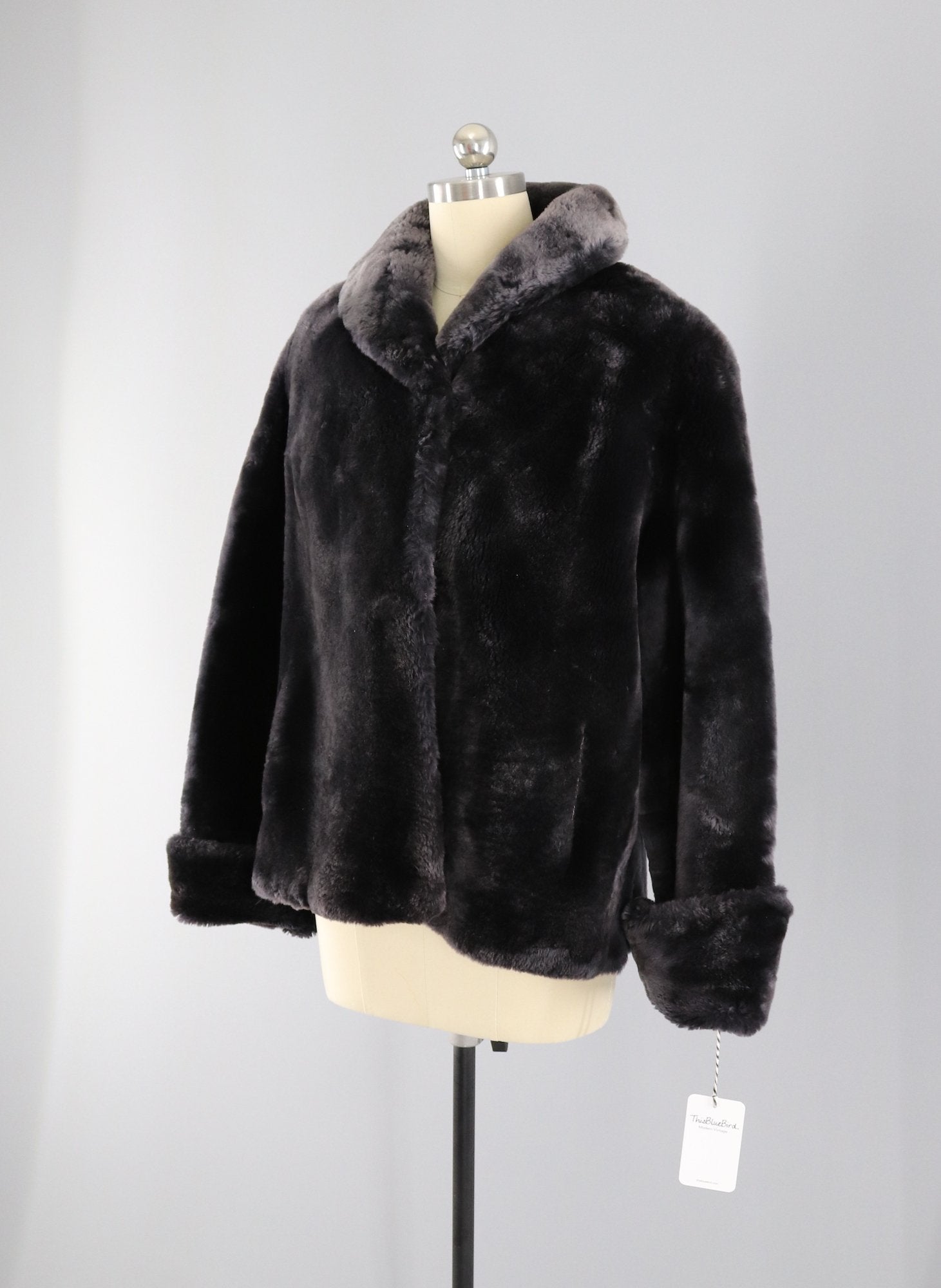 1950s Smoke Grey Mouton Lamb Fur Coat / Perlstein Fur Co St. Louis