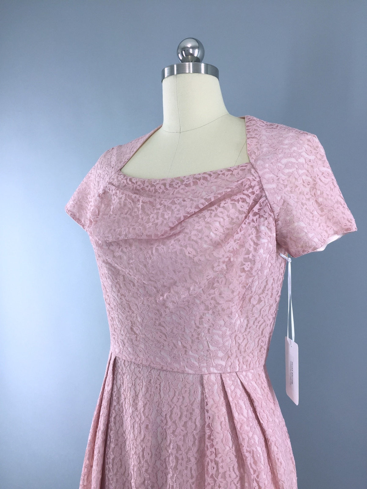 1950s Vintage Pink Lace Cocktail Dress