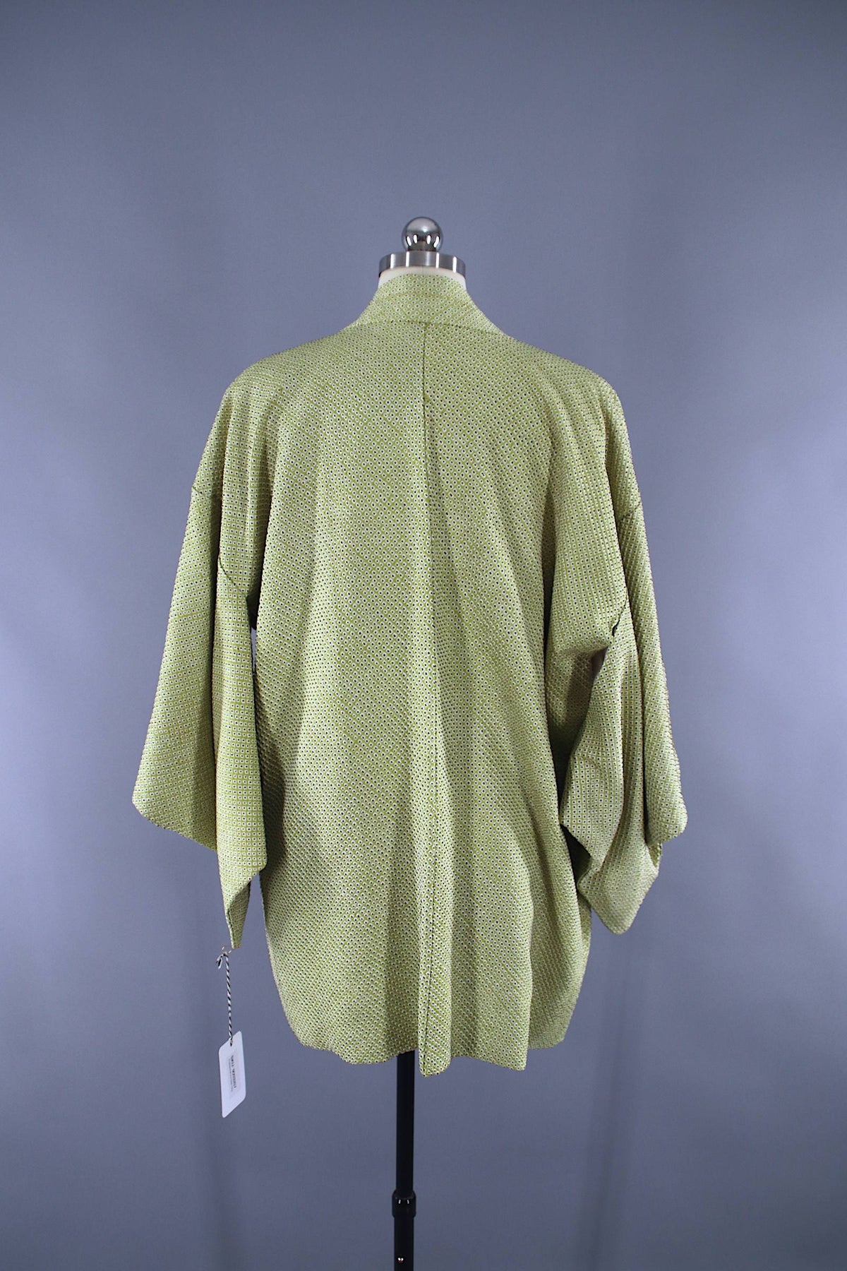 1950s Vintage Silk Haori Kimono Jacket Cardigan / Lime Green Shibori H