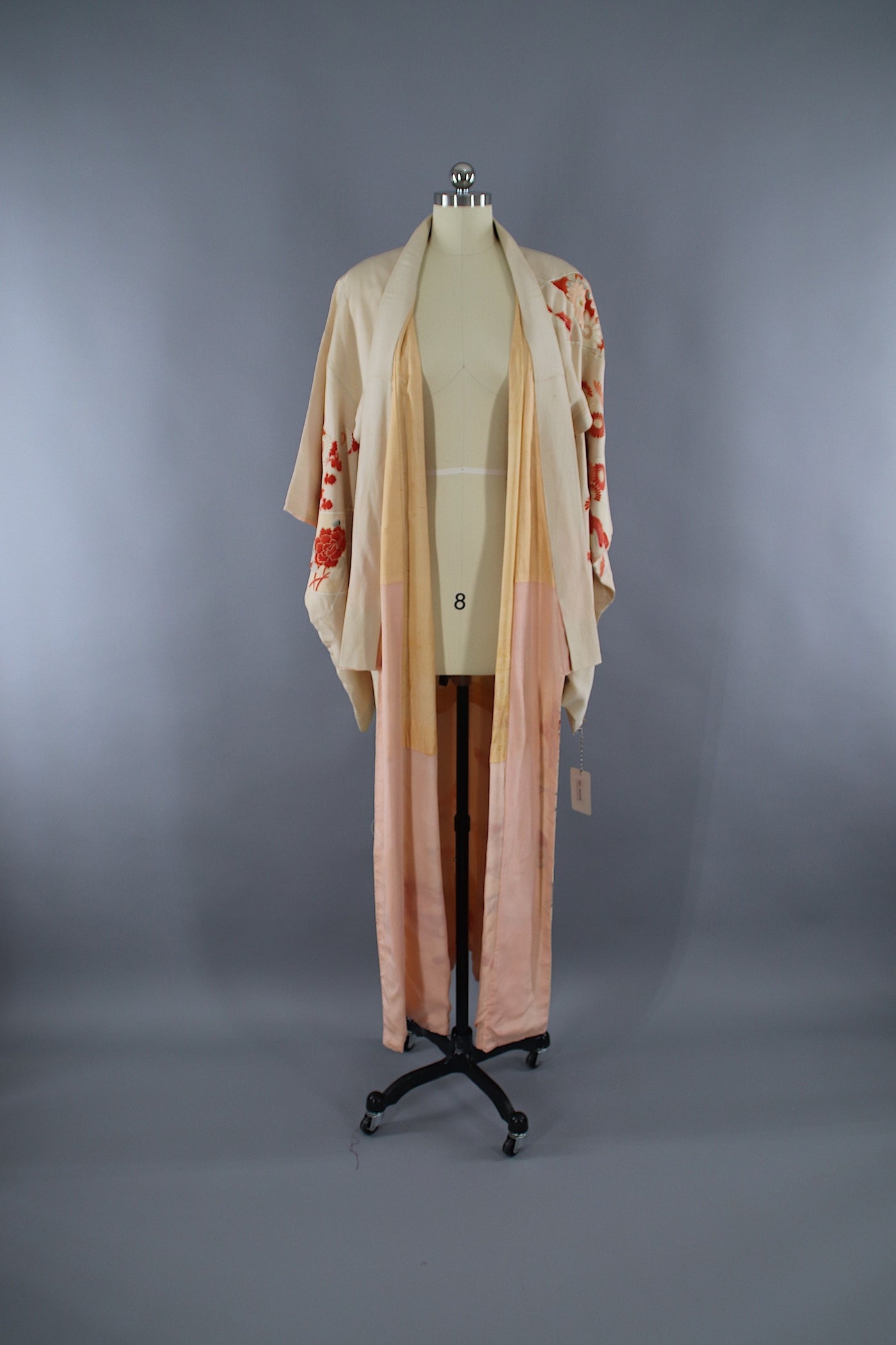1950s Vintage Silk Kimono Robe / Ivory Orange Floral – ThisBlueBird