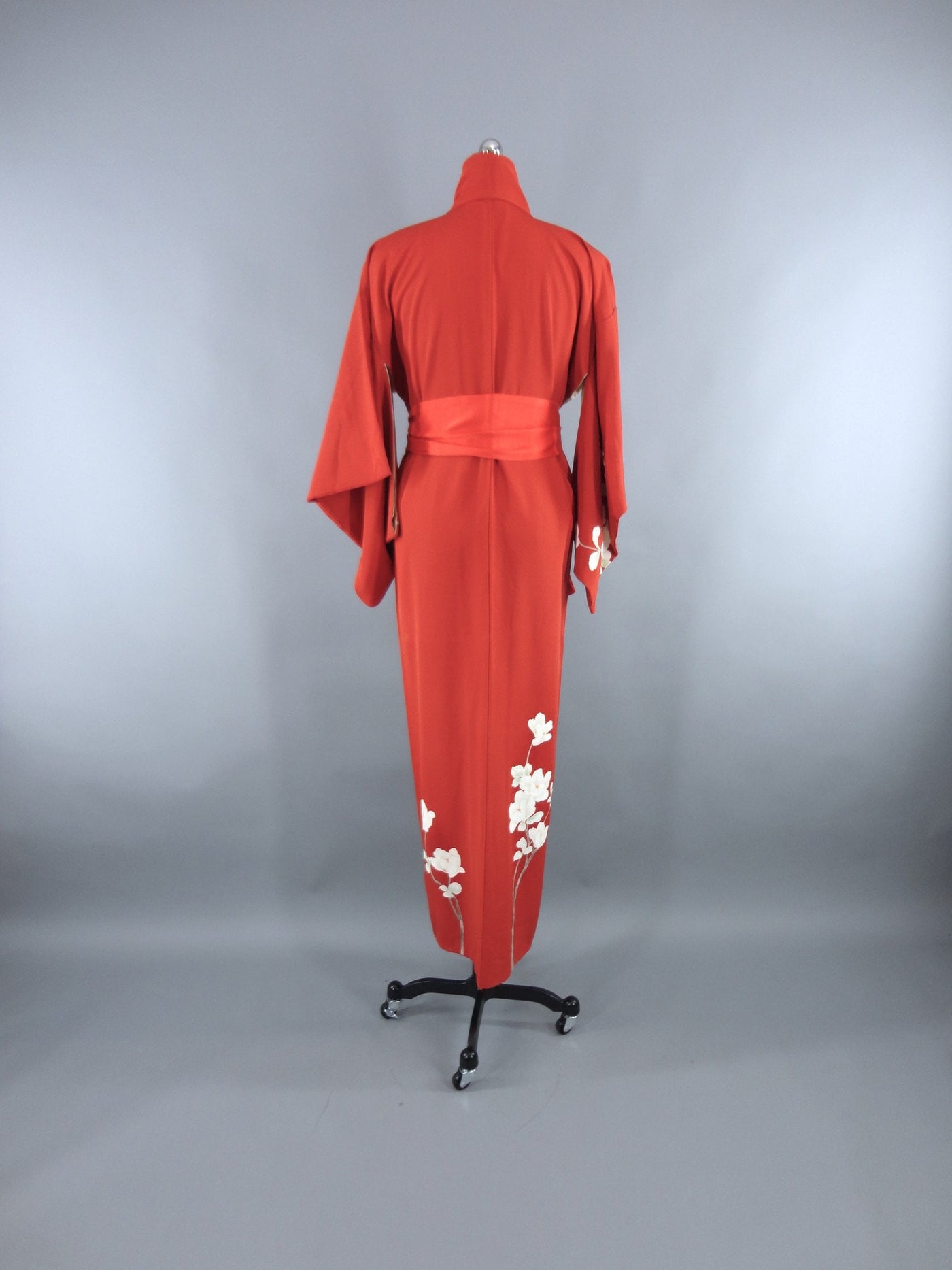 1950s Vintage Silk Kimono Robe / Rust Orange Floral Print – ThisBlueBird