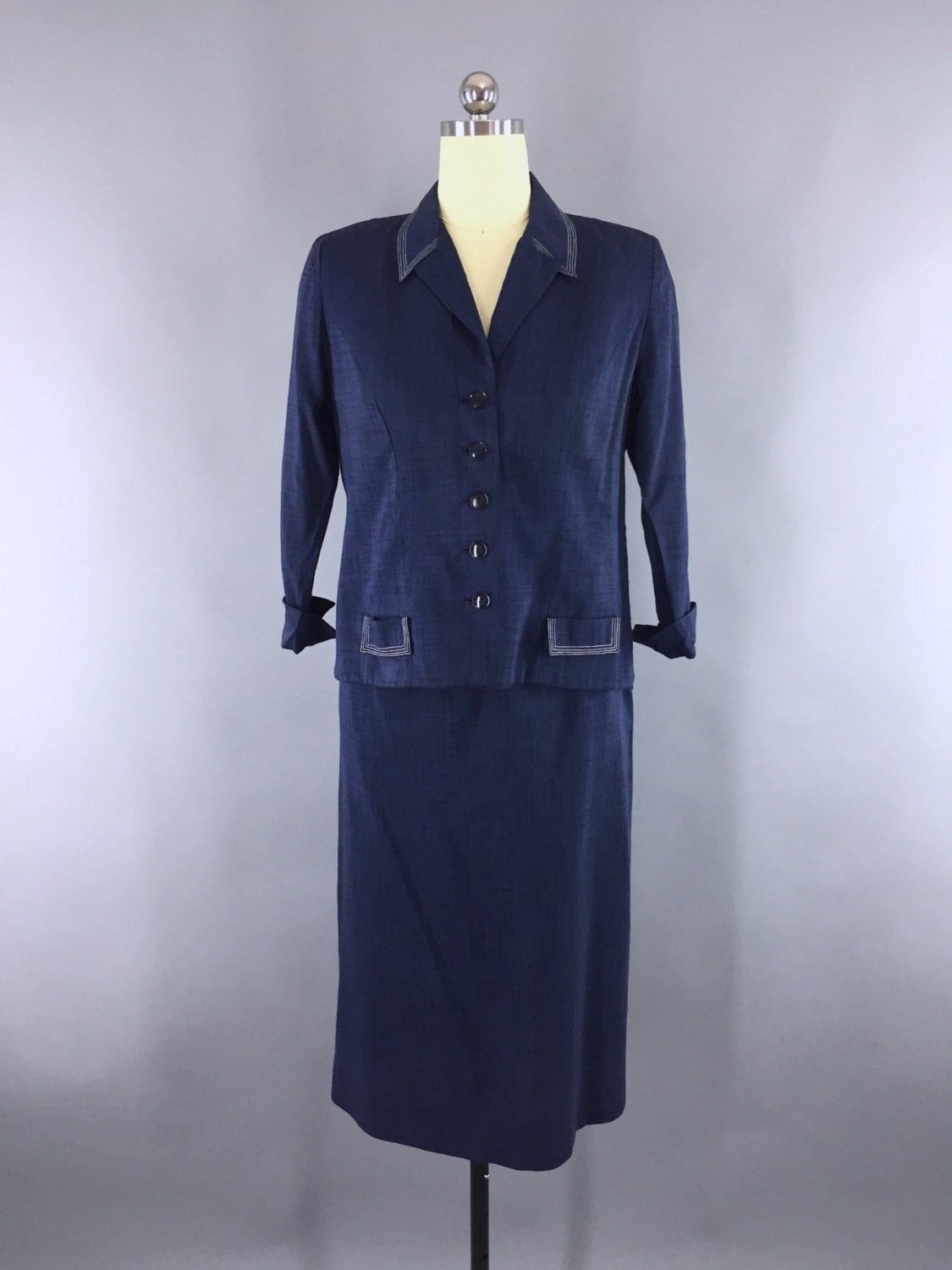 1950s Vintage Women's Navy Blue Suit by Tween Craft – ThisBlueBird