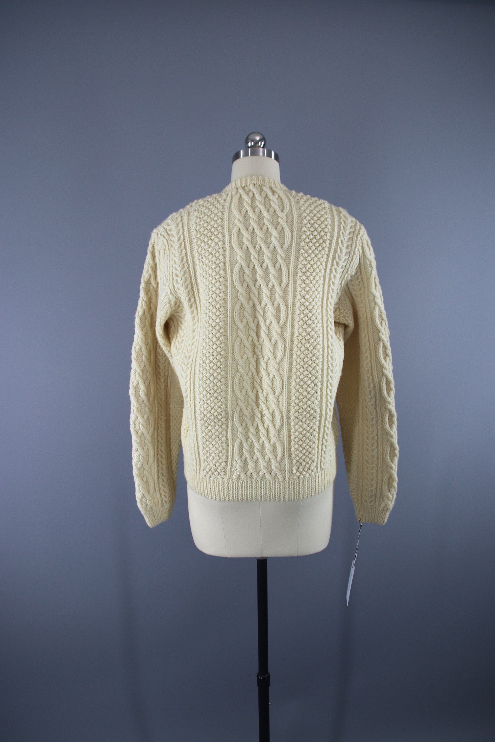 1960s Vintage Irish Wool Cardigan Sweater / Ivory