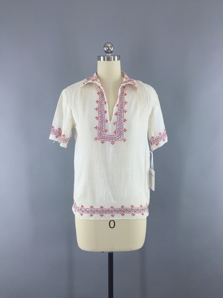 Vintage 1920s Embroidered Cotton Gauze Bohemian Peasant Blouse ...