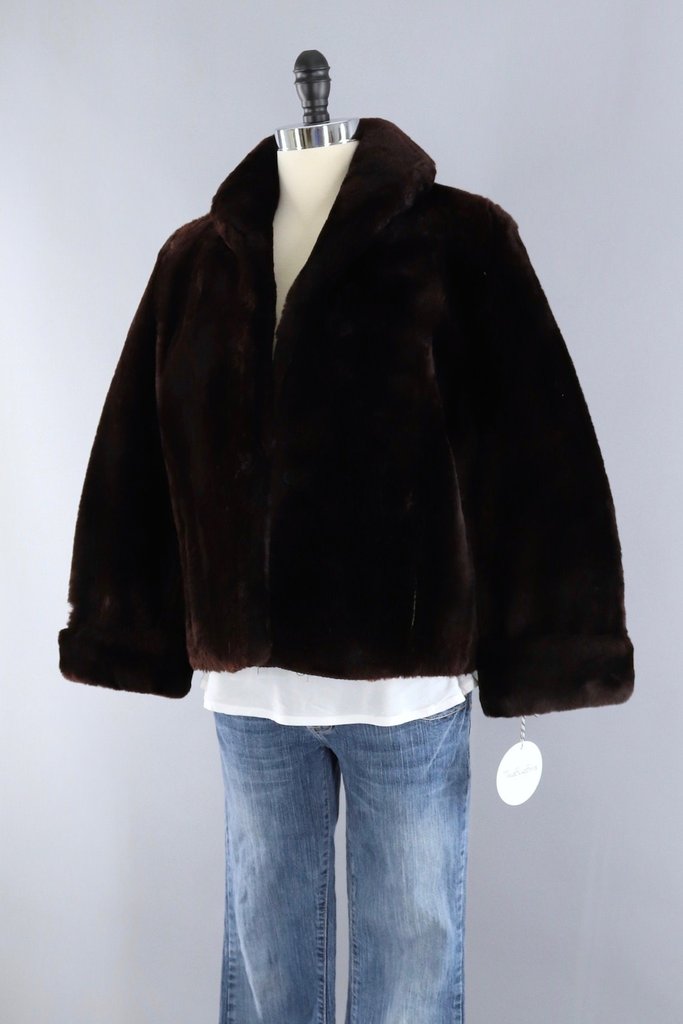 Vintage 1950s Brown Mouton Fur Jacket – ThisBlueBird