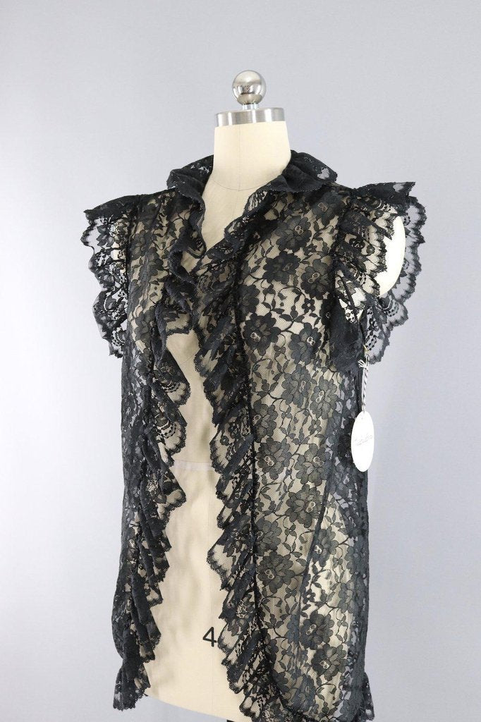 Vintage 1970s Victoria's Secret Black Lace Nightie Vest – ThisBlueBird