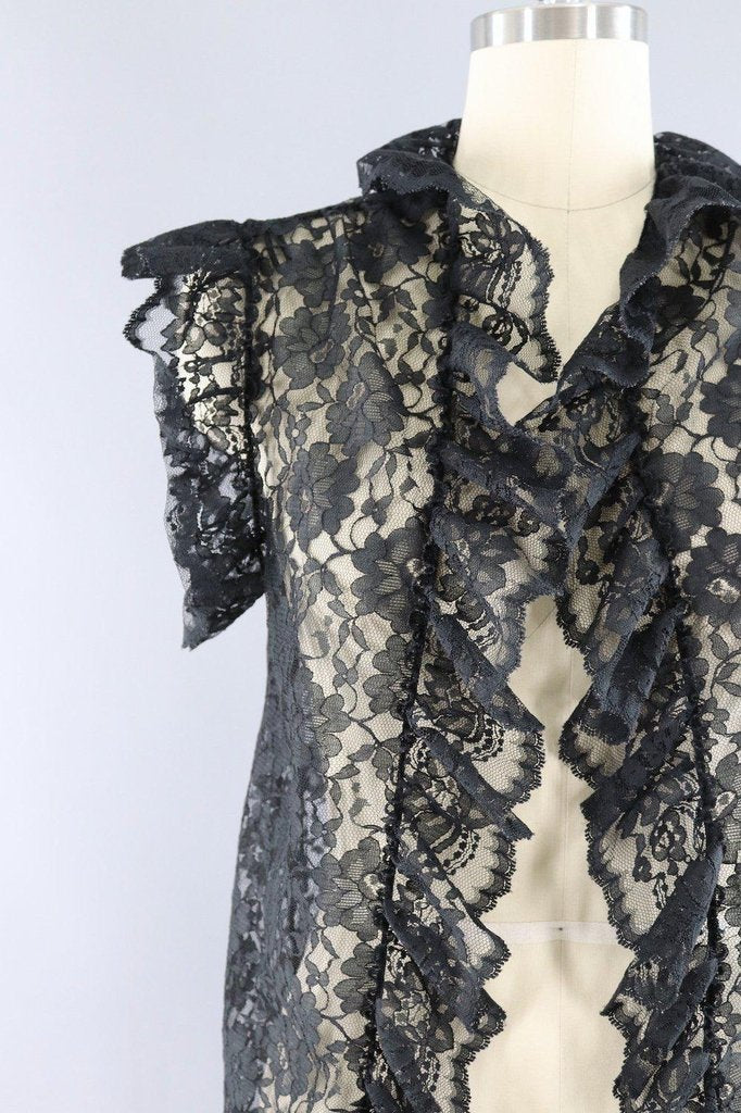 Vintage 1970s Victoria's Secret Black Lace Nightie Vest – ThisBlueBird