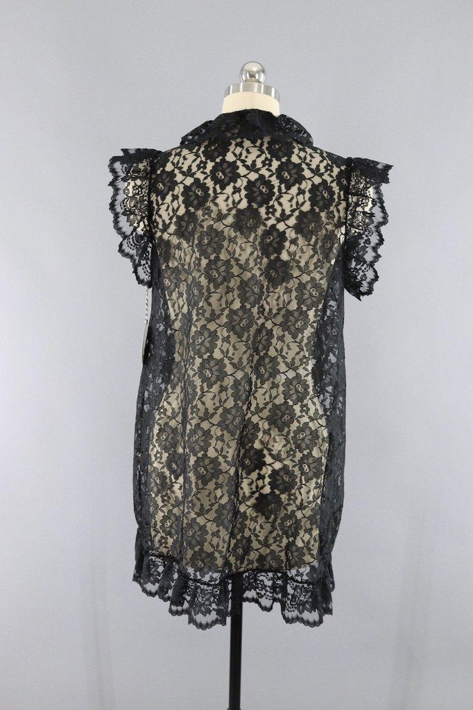 Vintage 1970s Victoria's Secret Black Lace Nightie Vest – ThisBlueBird