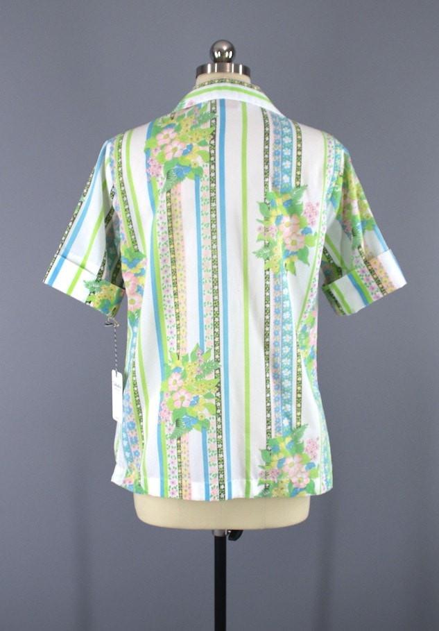 Vintage Aqua Floral Print Shirt – ThisBlueBird