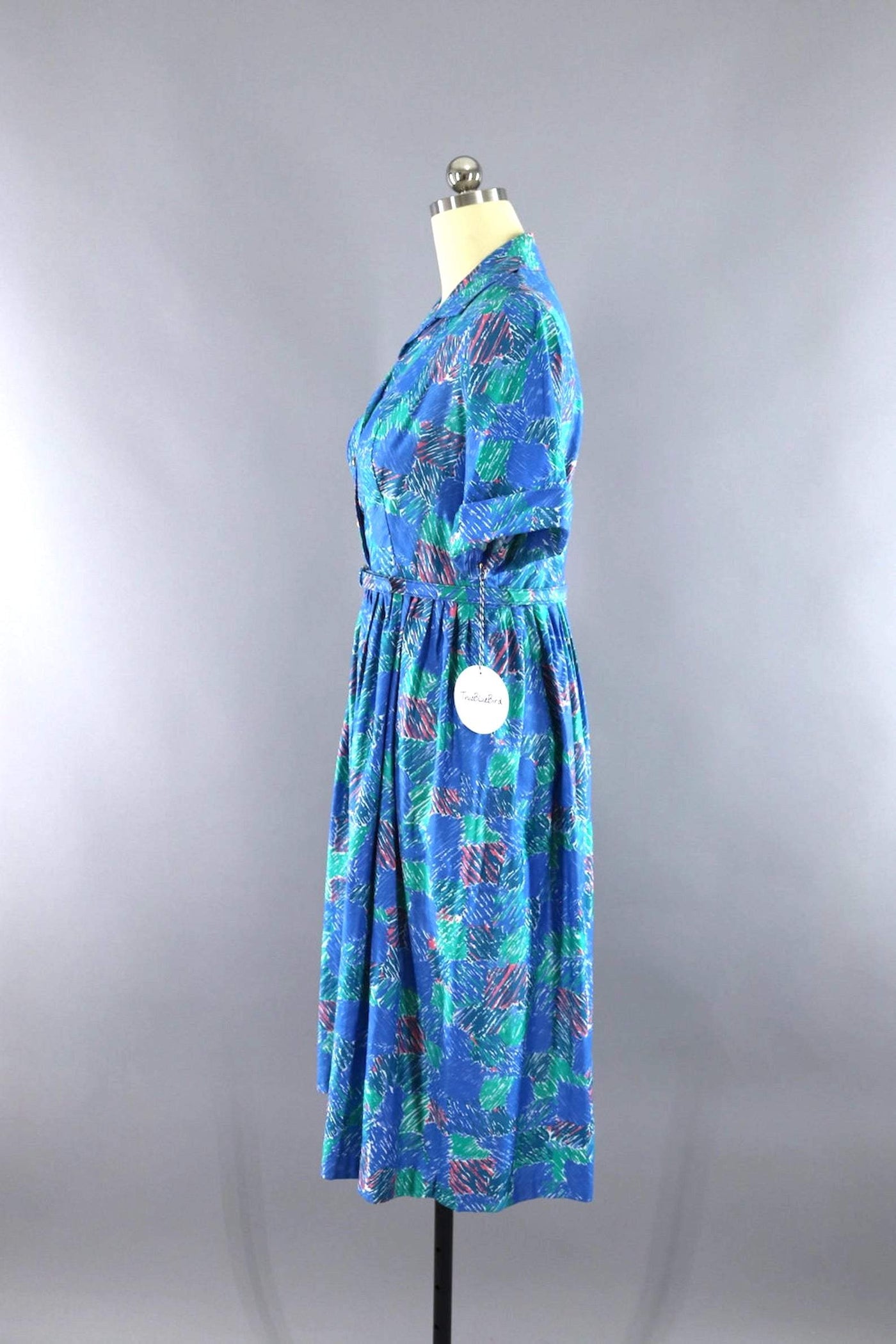 Vintage Blue Abstract Day Dress – ThisBlueBird