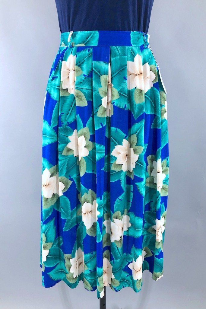 Vintage Blue Tropical Floral Skirt – ThisBlueBird