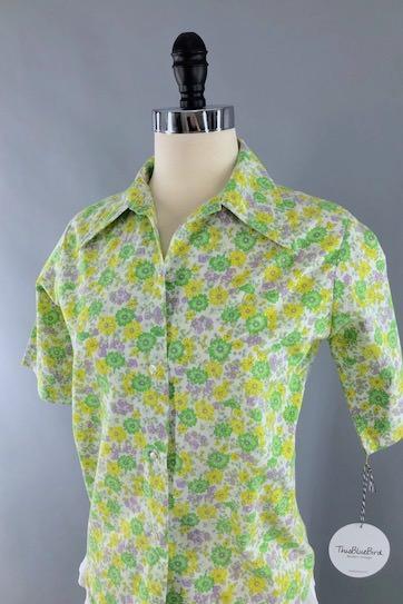 Vintage Green Floral Blouse – ThisBlueBird
