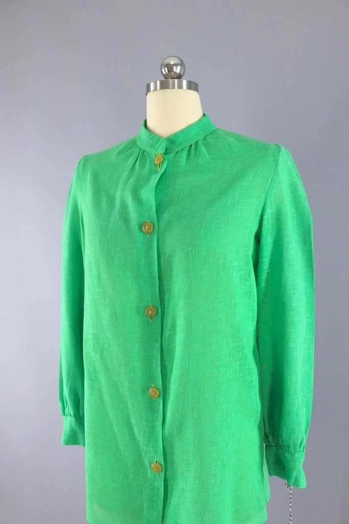 Vintage Green Linen Blouse – ThisBlueBird