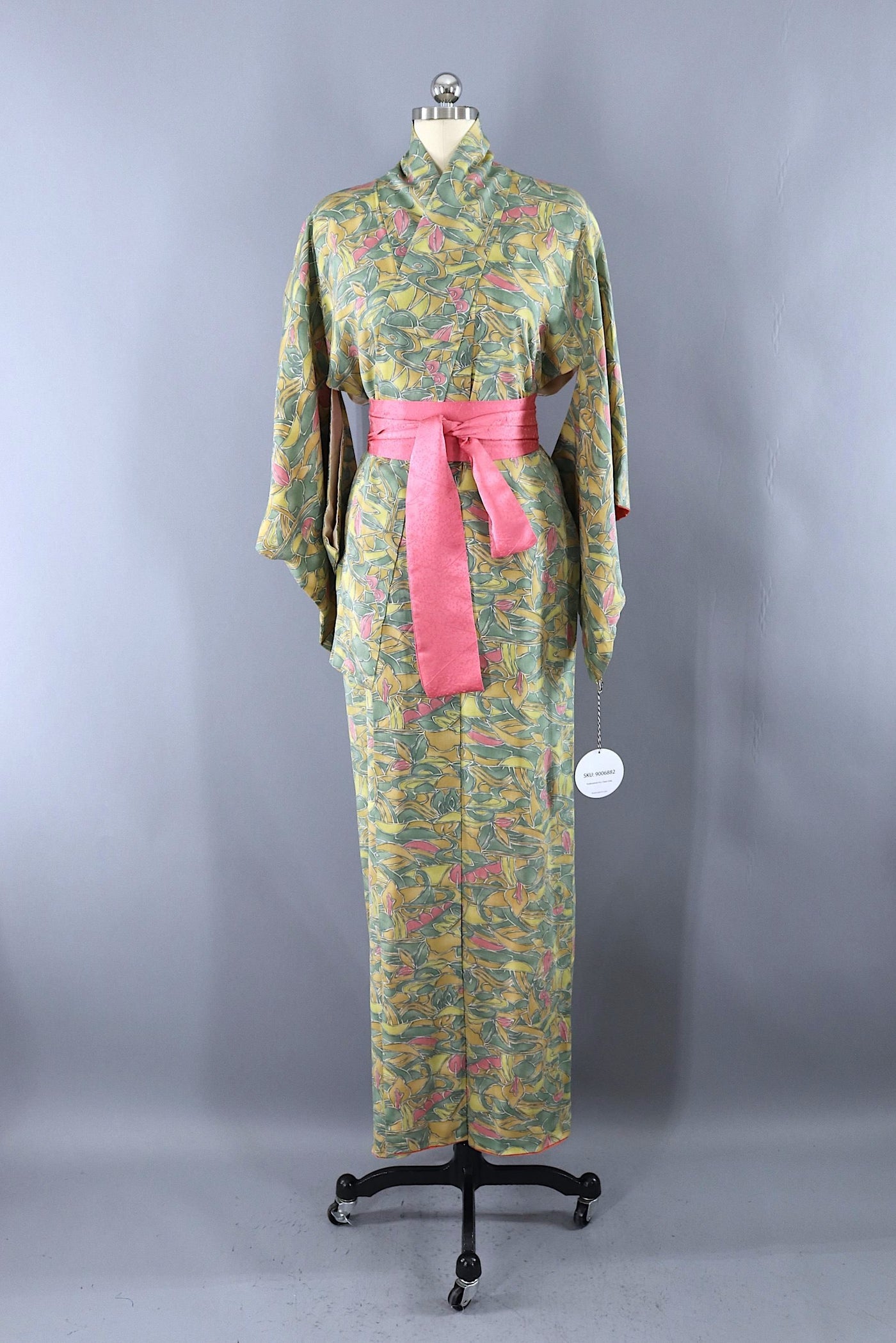 Vintage Green Watercolor Silk Kimono Robe – ThisBlueBird