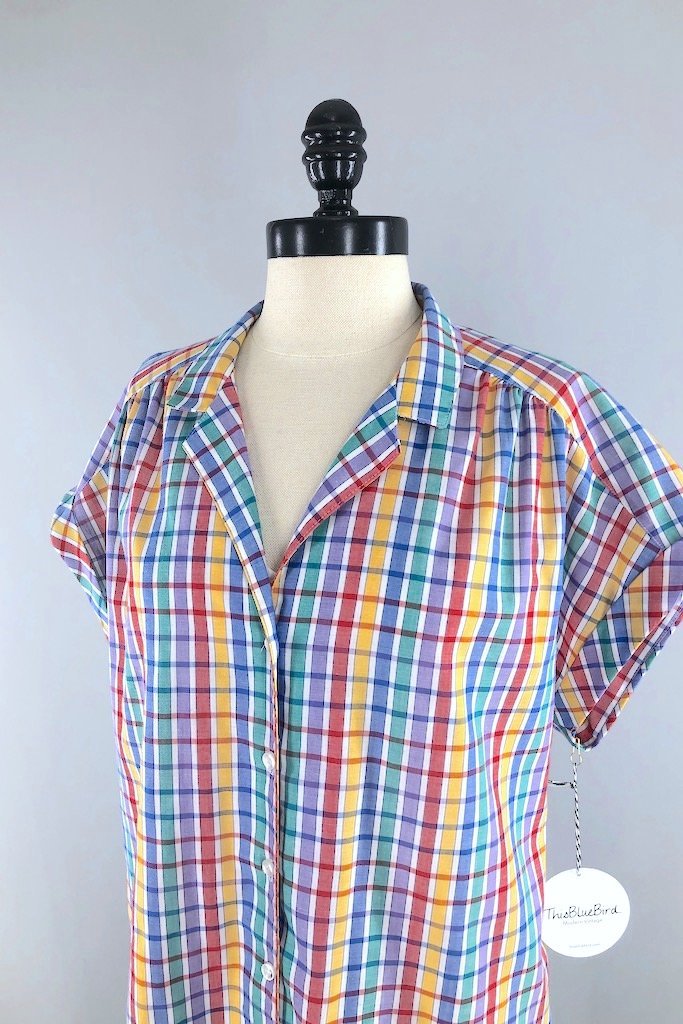 Vintage Rainbow Gingham Blouse – ThisBlueBird