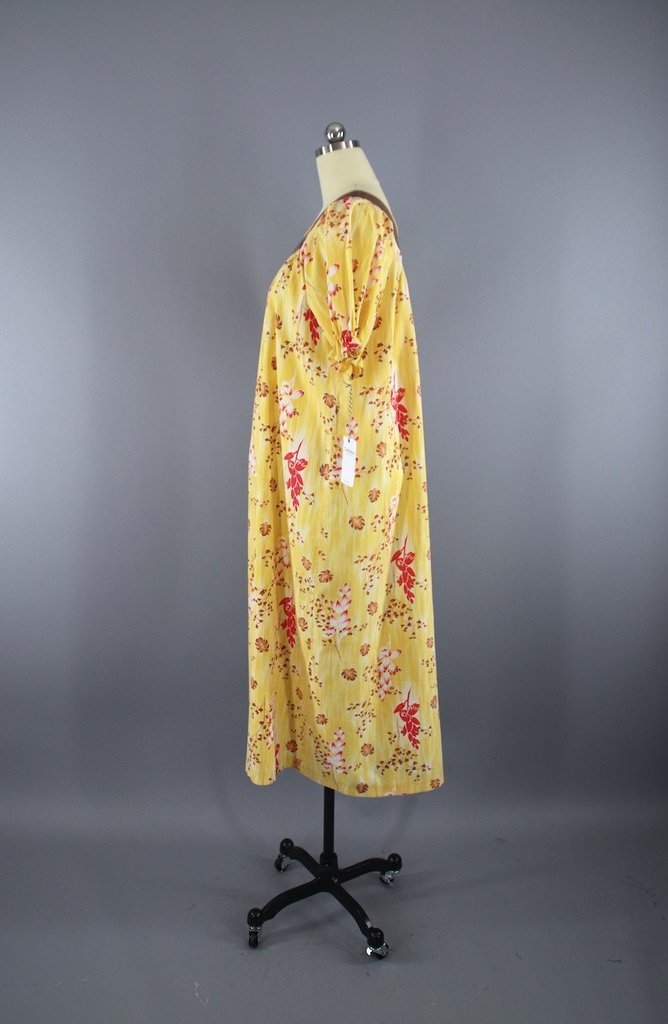 Vintage Yellow Ginger Hawaiian Print Caftan Dress – ThisBlueBird