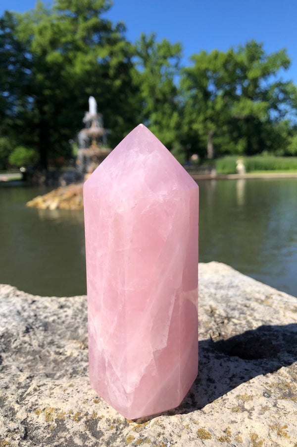 natural pink rose quartz crystal