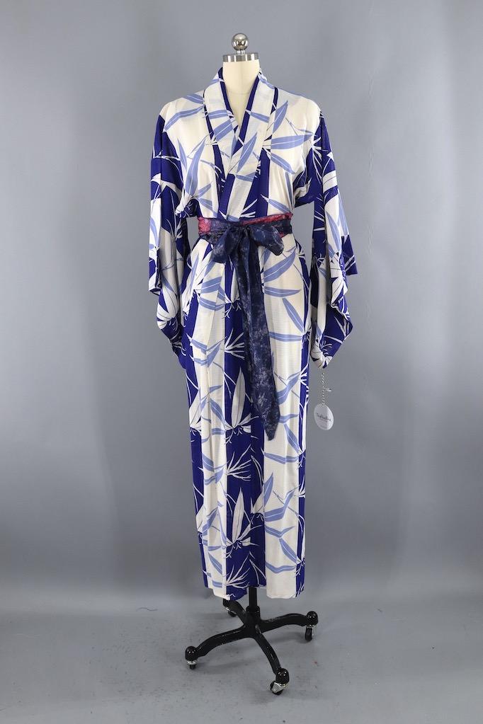 Vintage Blue Bamboo Silk Kimono Robe – ThisBlueBird